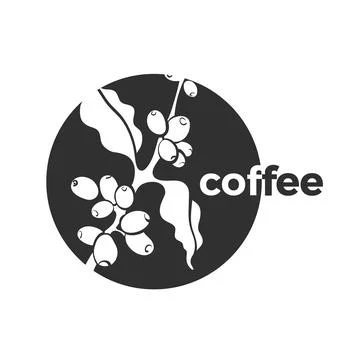 Vector nature symbol in circle. Shape of coffee branch with realistic leaf, b Illustrazione stock