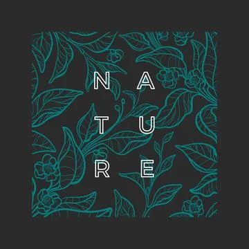 Vector nature template. Botanical green tea bush. Realistic graphic leaves, f Stock Illustration
