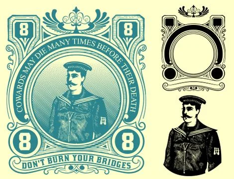 Vector. Nautical label Stock Illustration