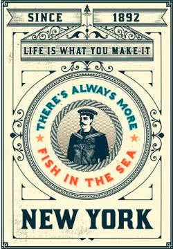 Vector. Nautical label Stock Illustration