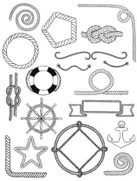 Vector nautical pack icon set Stock Illustration