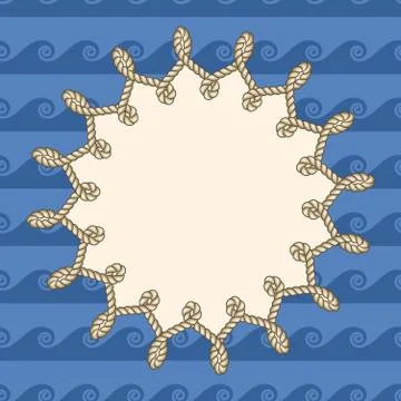 Vector nautical ropes frame waves background イラスト素材