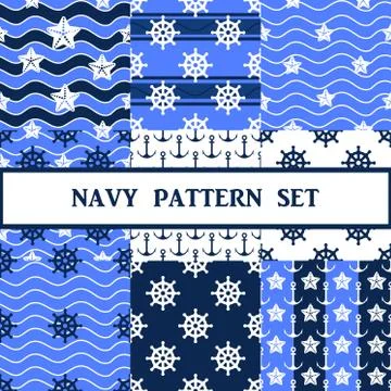 Vector navy seamless pattern set Stockillustratie