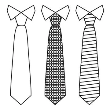 Vector Neck ties set with trendy line style. Stock Illustration