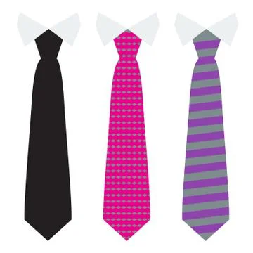 Vector Neck ties set with trendy solid flat color style. Illustrazione stock