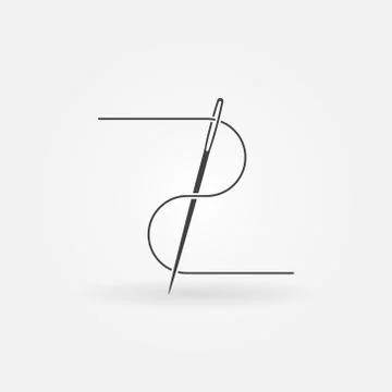 Vector needle and thread icon or symbol Stock Illustration