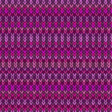 Vector Needlework Background, Violet Ornamental Knitted Pattern. Illustrazione stock