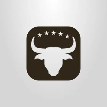  vector negative space pictogram of the bull head  under five stars Stock Illustration