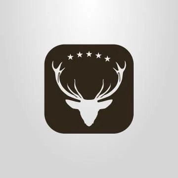 Vector negative space pictogram of a deer head under five stars Stock-Illustration