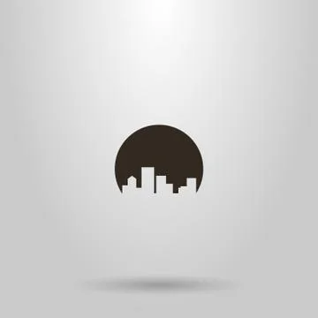 Vector negative space round  cityscape sign of high-rise houses Illustrazione stock