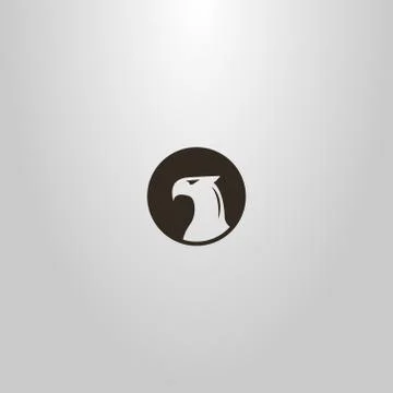 Vector negative space round sign of bird of prey profile  Stock Illustration