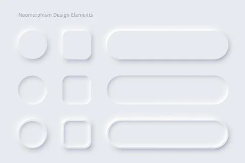 Vector neomorphism design white buttons or slider Stock Illustration