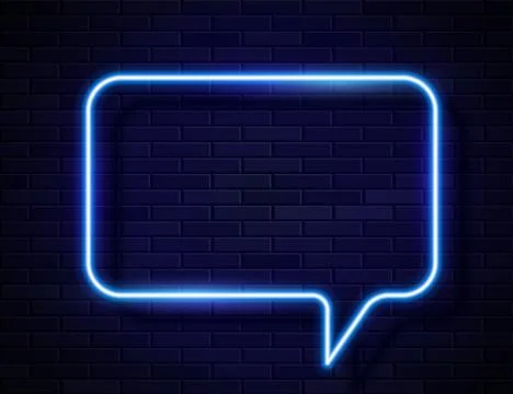 Vector Neon Blue Glowing Speech Bubble Sign Stock Illustration