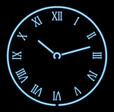 Vector neon clock Stock Illustration
