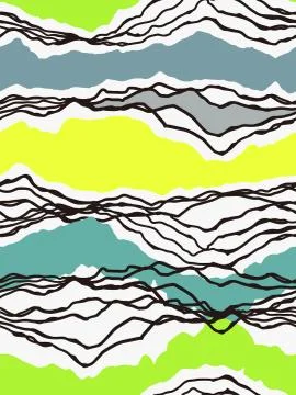 Vector neon colors simple abstract shapes and zigzag line seamless pattern Stock Illustration