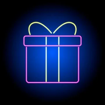 Vector neon gift box on a black background Stock Illustration