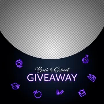 Vector neon giveaway banner template. Photo frame Stock Illustration