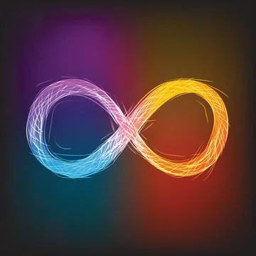 Vector neon infinity, illuminated neon billboard Stock Illustration