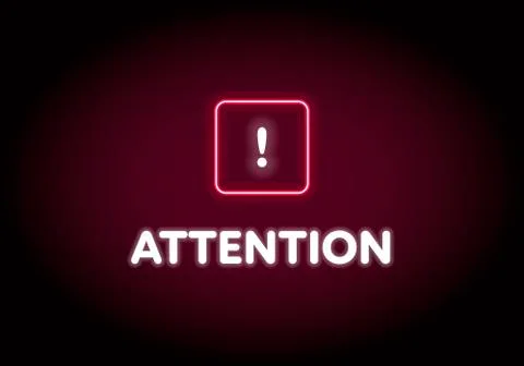 Vector neon light attention banner template. Glowing red square Stock Illustration