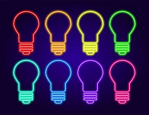 Vector neon light bulb. a set of insulated light bulbs of different colors Stock Illustration