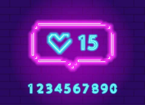 Vector neon light pink bubble with like sign Stock Illustration