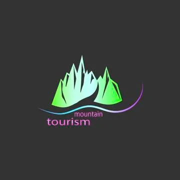 Vector neon mountain logo Stock Illustration