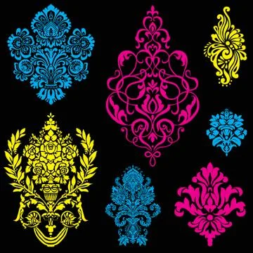 Vector neon ornament set Illustrazione stock