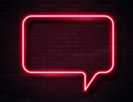 Vector Neon Red Glowing Speech Bubble Sign Stock Illustration