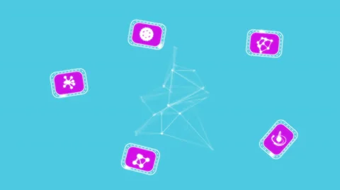 Vector net with a Polyhedron, Trapezoid, Molecule and Planet. Alpha matte Stock Footage 33953020