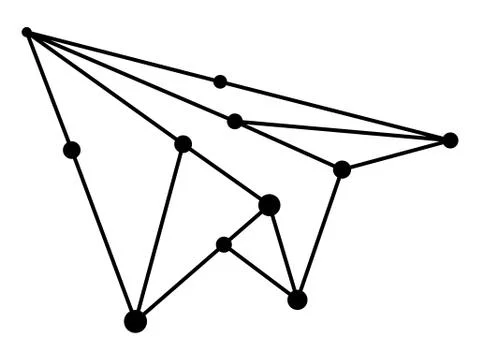 Vector network airplane abstract polygon triangle and dots Stock Illustration
