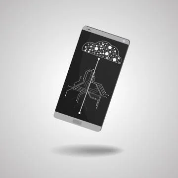 Vector : Network cloud and electronic circuit inside smartphone Stock Illustration