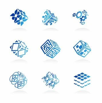 Vector network cube icons set Illustrazione stock