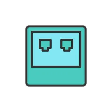 Vector network input flat color line icon. Stock Illustration