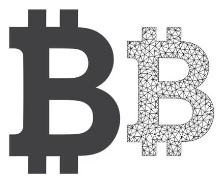 Vector Network Mesh Bitcoin and Flat Icon Illustrazione stock