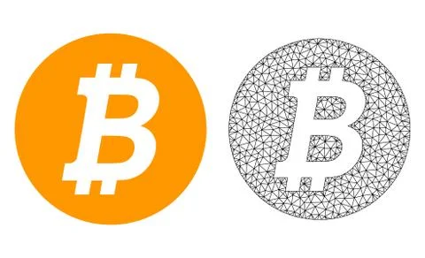 Vector Network Mesh Bitcoin Coin and Flat Icon Illustrazione stock