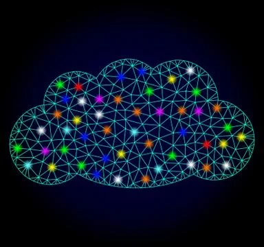 Vector Network Mesh Cloud with Light Spots for New Year Illustrazione stock