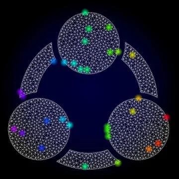 Vector Network Mesh Cooperation with Spectrum Colored Glare Spots Stock Illustration