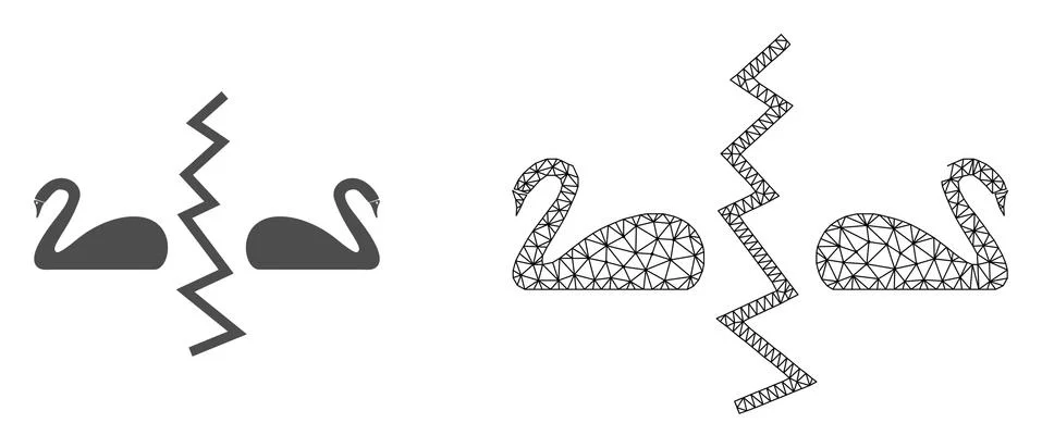 Vector Network Mesh Divorce Swans and Flat Icon Ilustração Stock