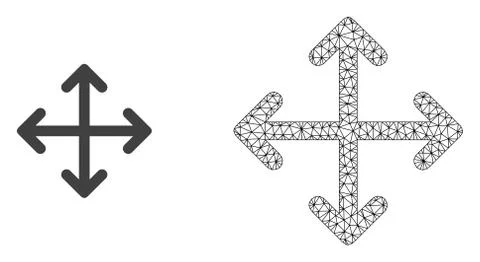 Vector Network Mesh Expand Arrows and Flat Icon Stock Illustration