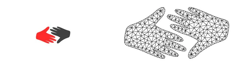 Vector Network Mesh Fair Trade Handshake and Flat Icon Stock Illustration