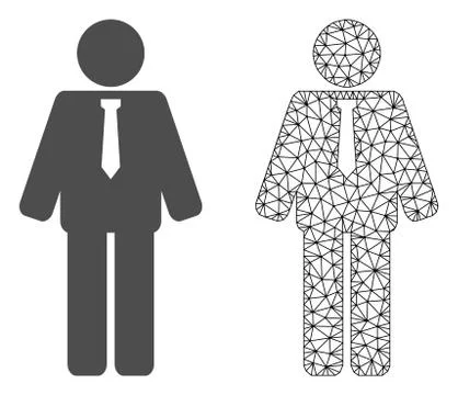 Vector Network Mesh Groom and Flat Icon Stock Illustration