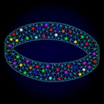 Vector Network Mesh Jewelry Ring with Glare Spots for New Year Illustrazione stock
