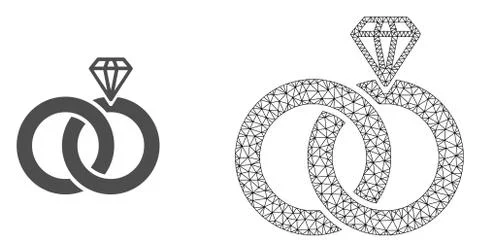 Vector Network Mesh Jewelry Wedding Rings and Flat Icon 库存插图