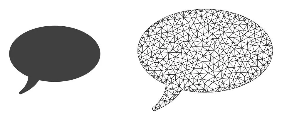 Vector Network Mesh Message Cloud and Flat Icon Stock Illustration