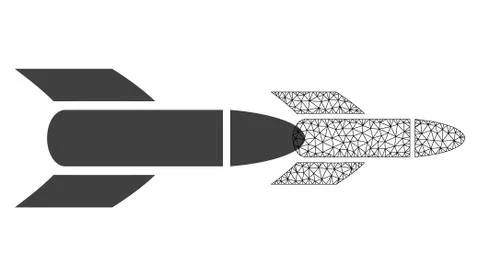 Vector Network Mesh Rocket and Flat Icon Stock Illustration