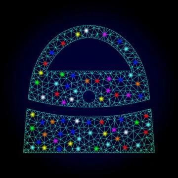 Vector Network Mesh Shopping Bag with Glare Spots for New Year Illustrazione stock
