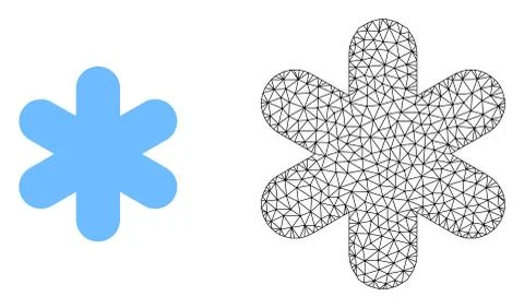 Vector Network Mesh Simple Snowflake and Flat Icon Stock Illustration