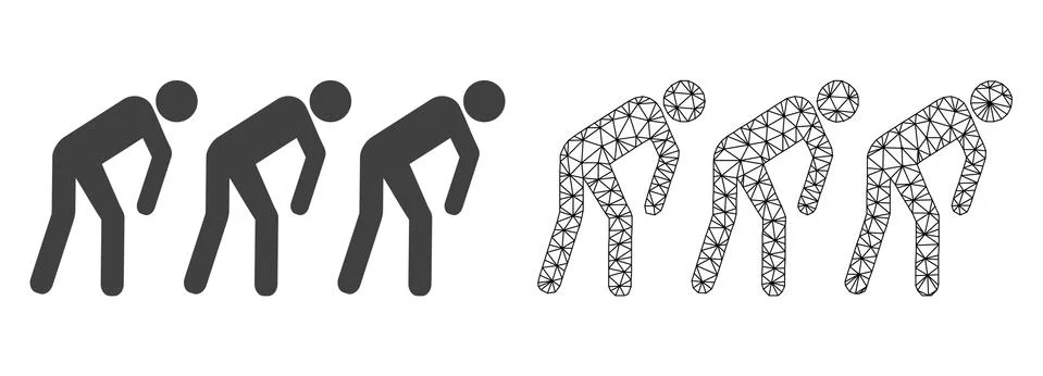 Vector Network Mesh Slave People and Flat Icon Stock Illustration