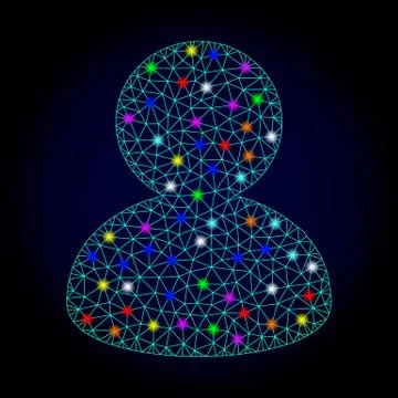 Vector Network Mesh User with Glare Spots for New Year Stock Illustration