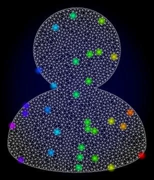 Vector Network Mesh User with Rainbow Colored Glare Spots Stock Illustration